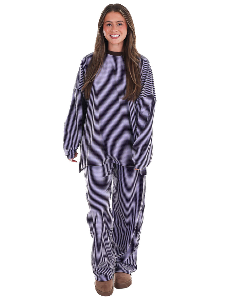 Well Defined Stripe Fleece Oversized Top