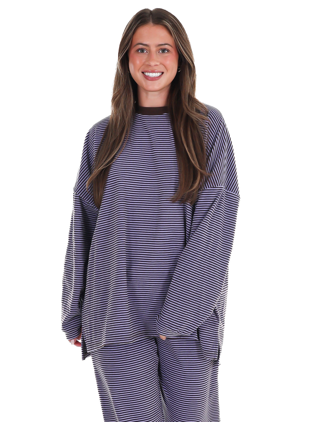 Well Defined Stripe Fleece Oversized Top