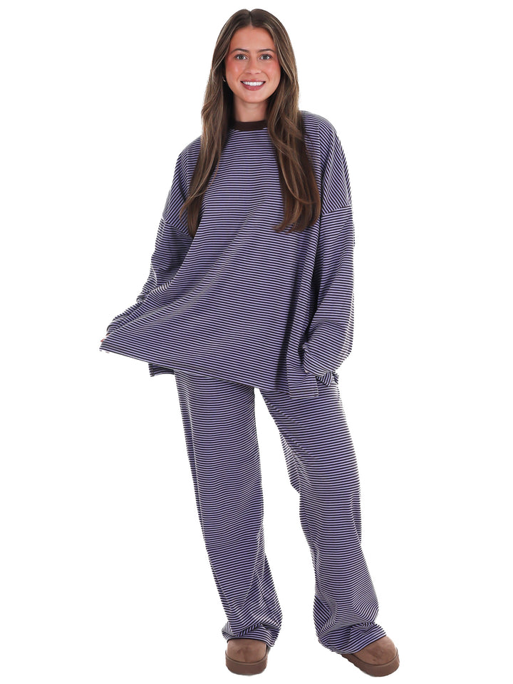 Well Defined Stripe Fleece Oversized Top
