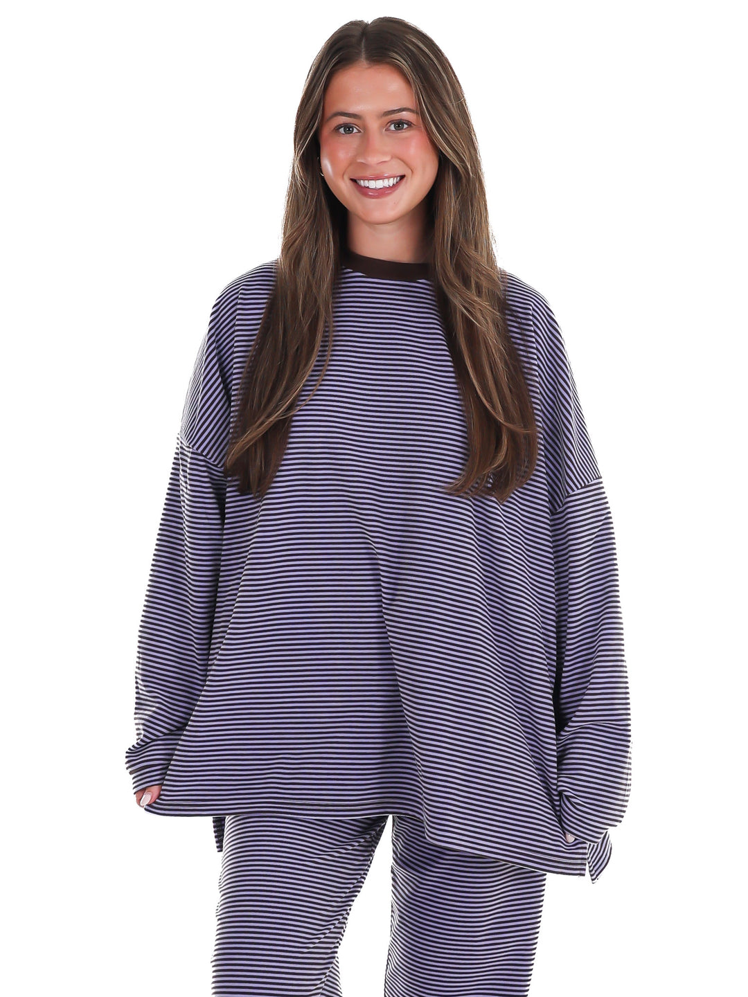 Well Defined Stripe Fleece Oversized Top
