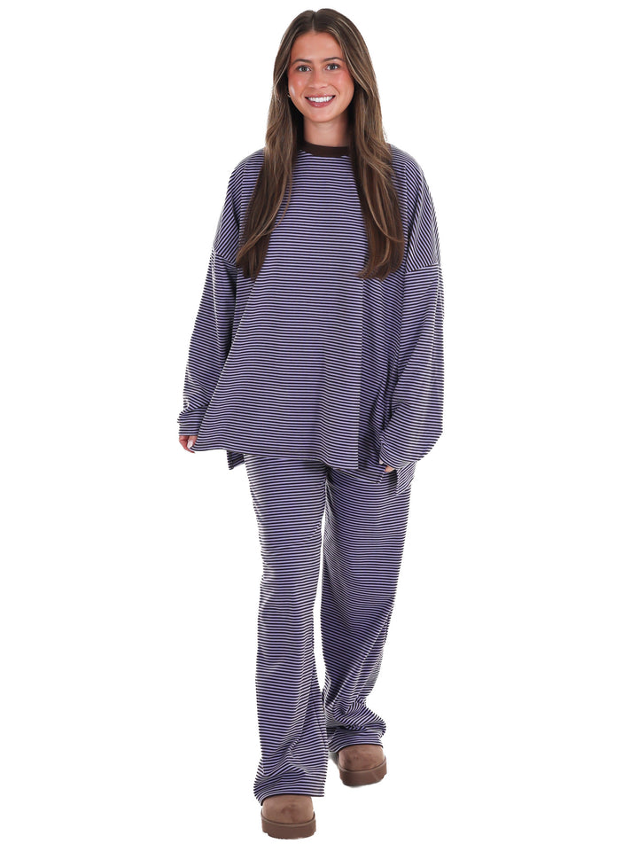 Well Defined Stripe Fleece Oversized Top