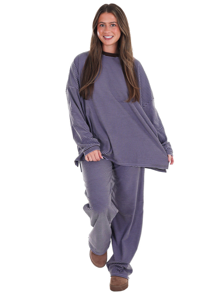 Well Defined Stripe Fleece Oversized Top