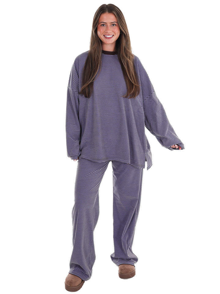 Well Defined Stripe Fleece Oversized Top