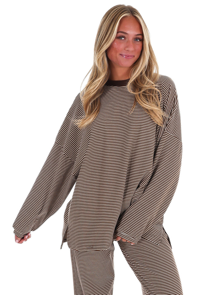 Homebody Stripe Fleece Top