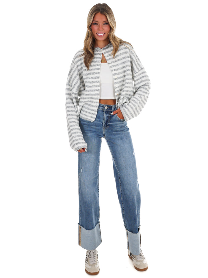 Day Dreaming Stripe Button Down Cardigan