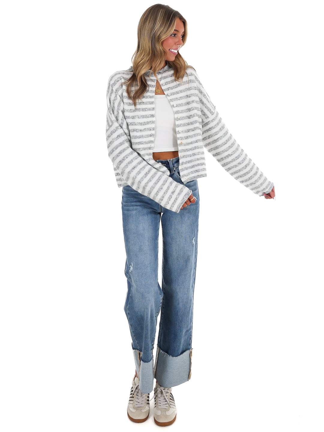 Day Dreaming Stripe Button Down Cardigan