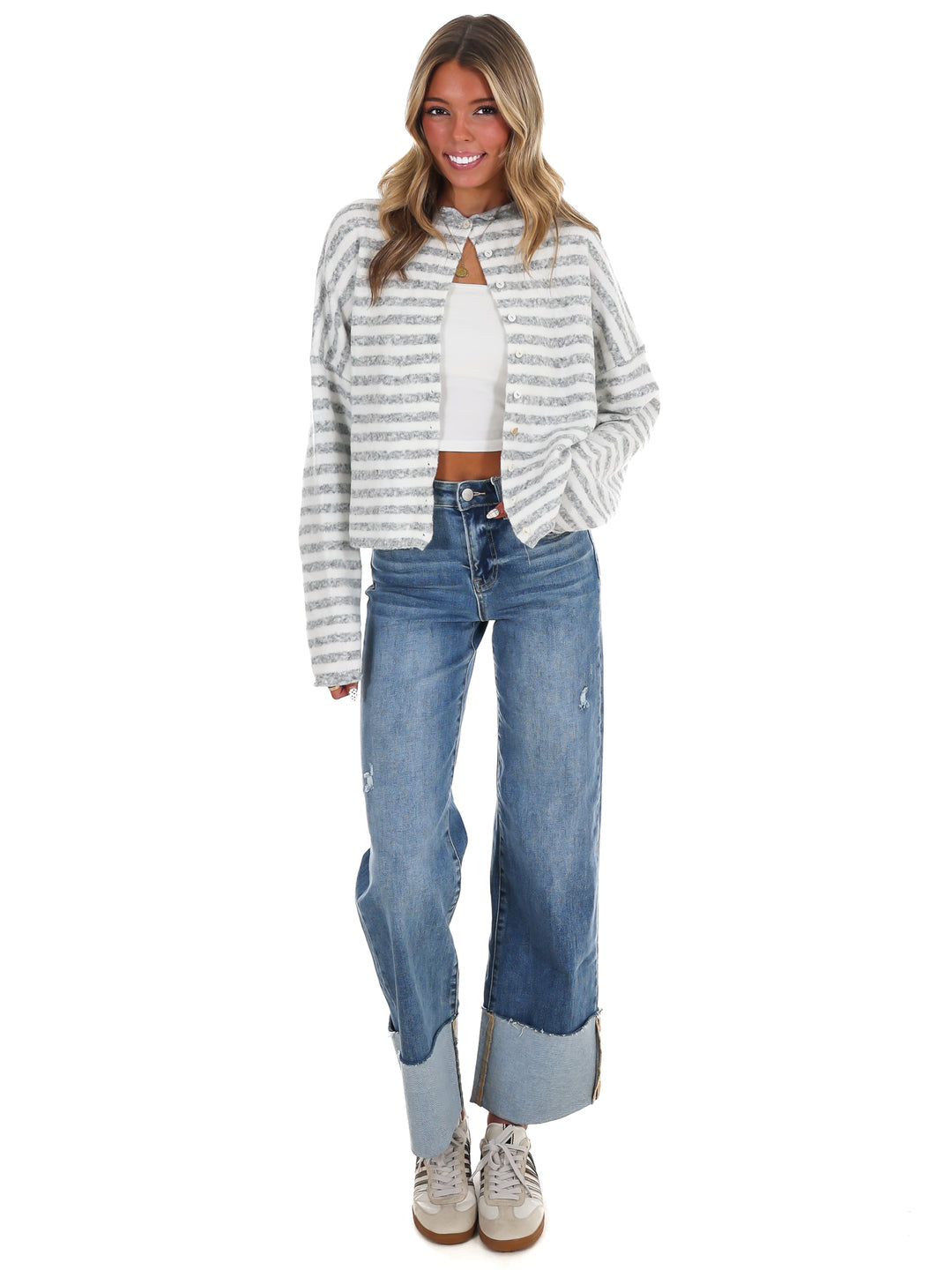 Day Dreaming Stripe Button Down Cardigan