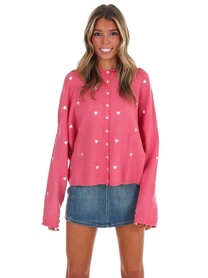 All My Love Embroidery Heart Cardigan