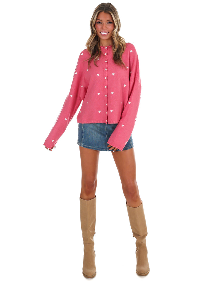 All My Love Embroidery Heart Cardigan