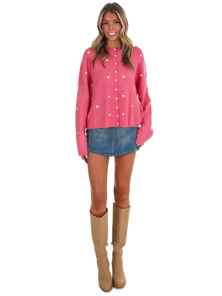 All My Love Embroidery Heart Cardigan
