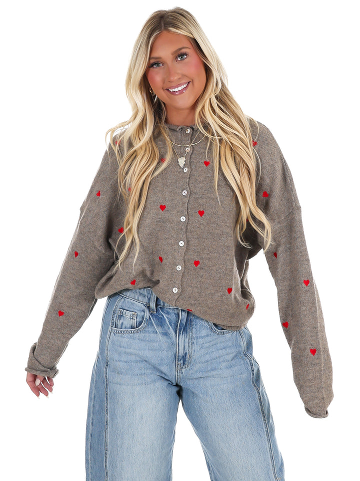 All My Love Embroidery Heart Cardigan