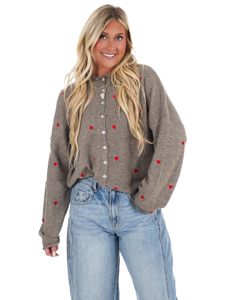 All My Love Embroidery Heart Cardigan