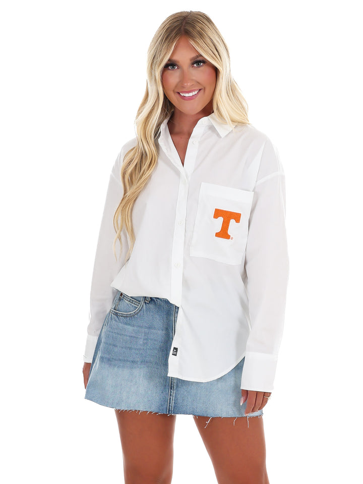 Tennessee Logo Patch Lux Button Up Top