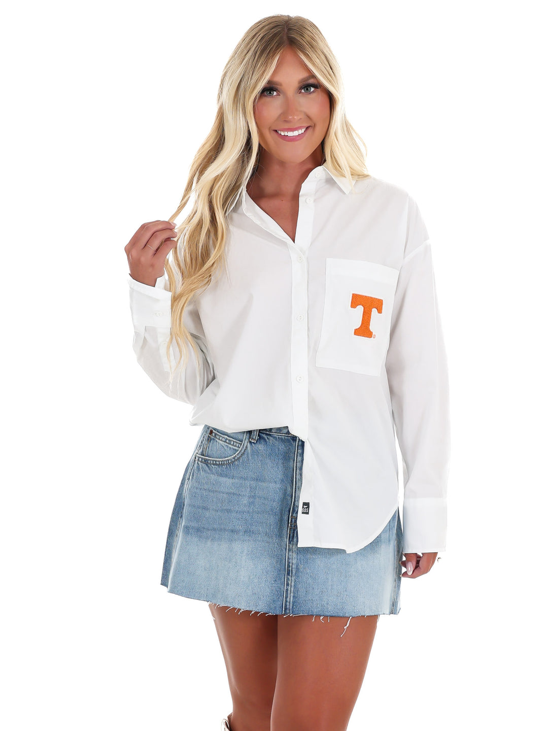 Tennessee Logo Patch Lux Button Up Top