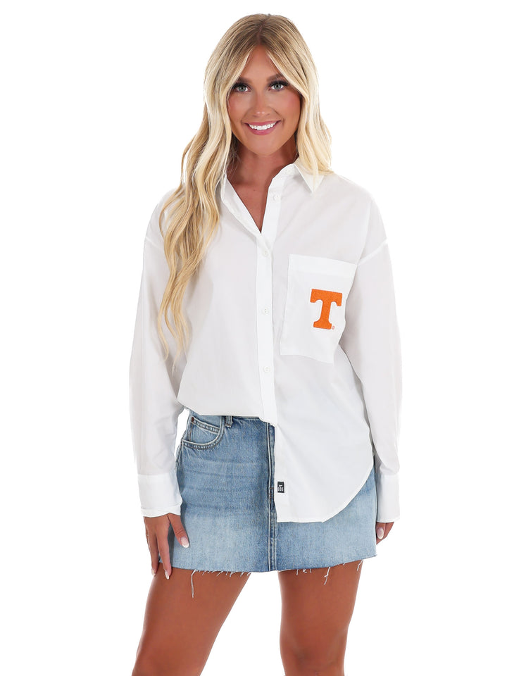 Tennessee Logo Patch Lux Button Up Top
