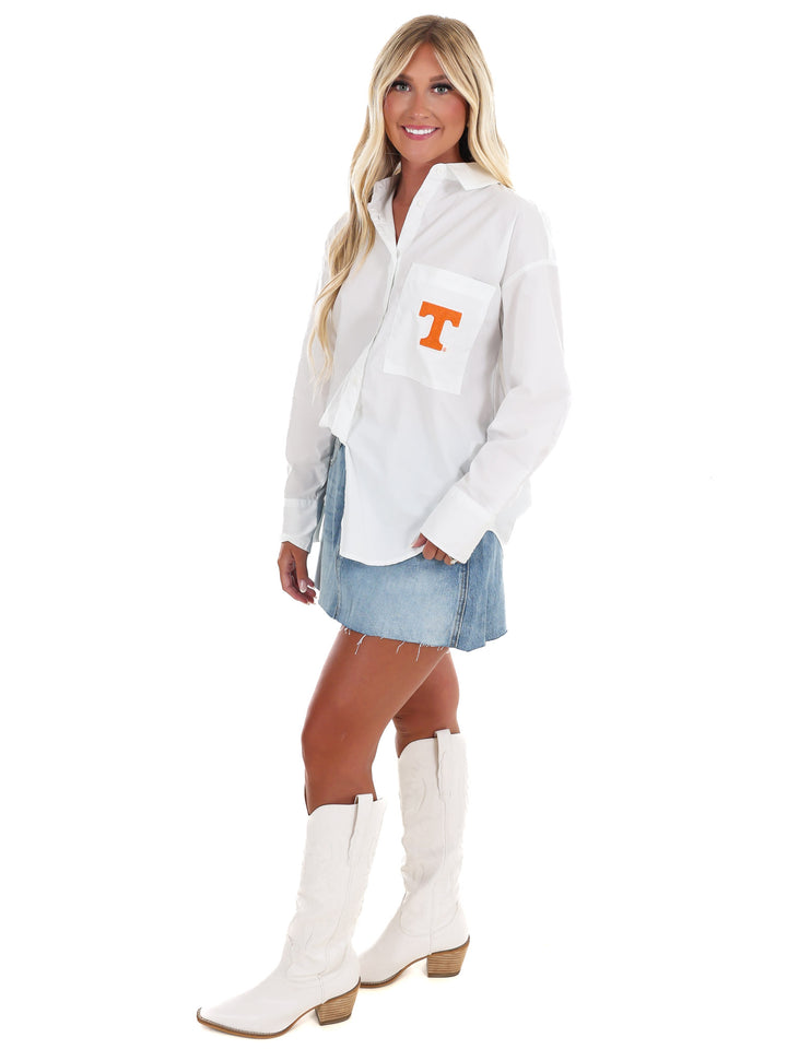 Tennessee Logo Patch Lux Button Up Top