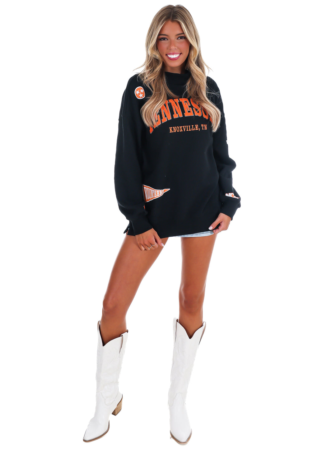 Tennessee All Over Scatter Funnel Neck Sweatshirt