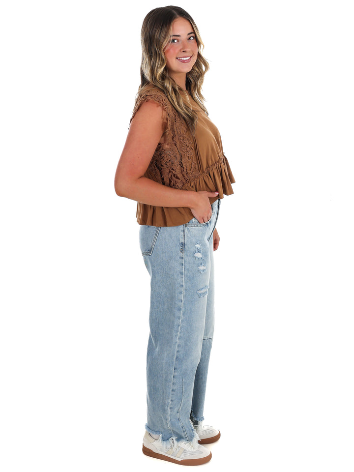 Delicate Edge Lace Trim Top