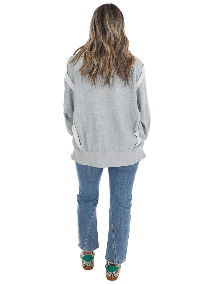 Faded Varsity Print Pullover Top