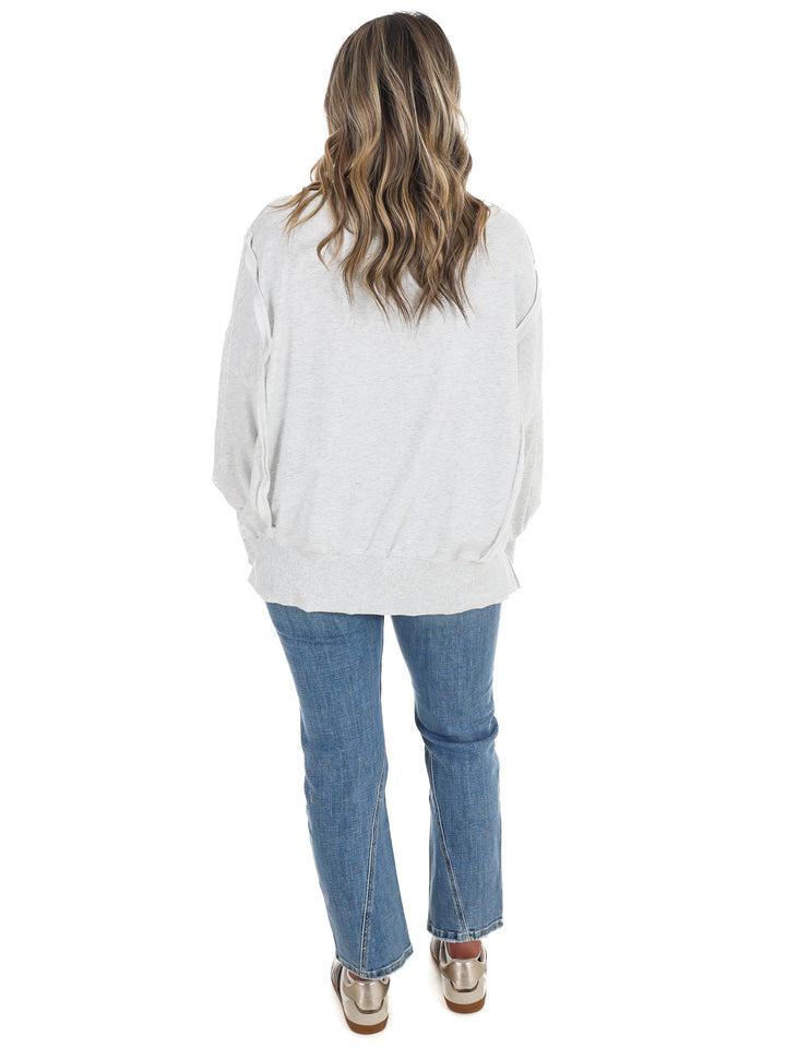 Faded Varsity Print Pullover Top