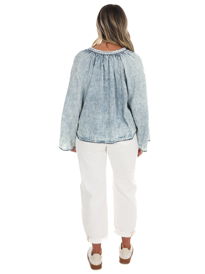 Darling Denim Bell Sleeve Top