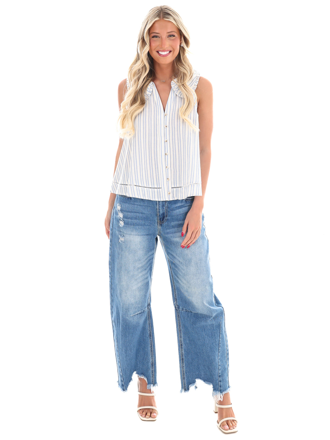 Look My Way Stripe Collar Top