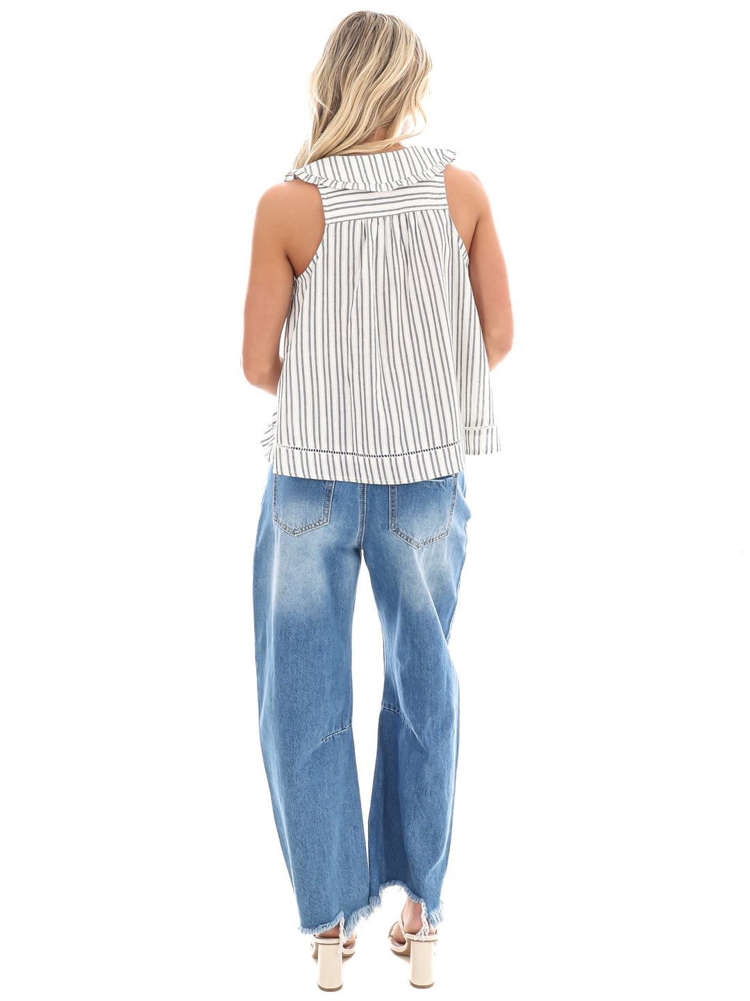 Look My Way Stripe Collar Top