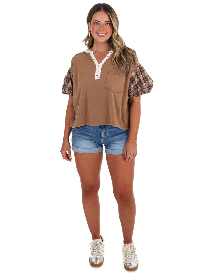 Puff & Plaid Top