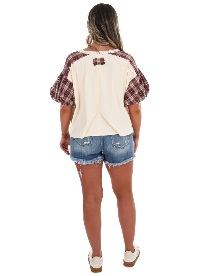 Puff & Plaid Top