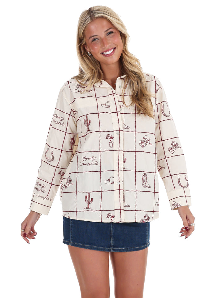 Roam the Ranch Embroidered Western Top