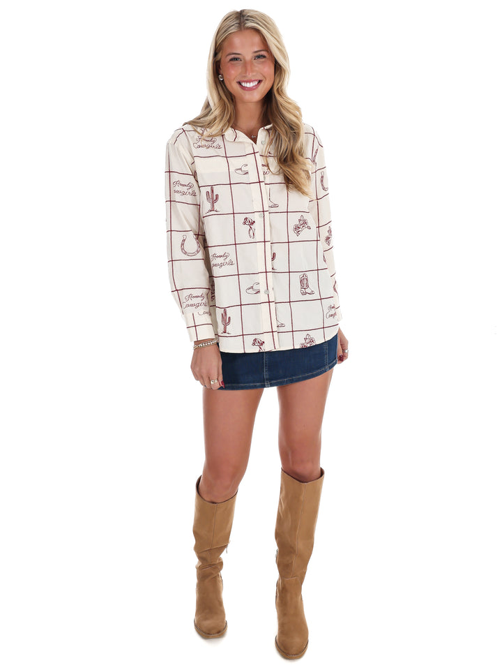Roam the Ranch Embroidered Western Top