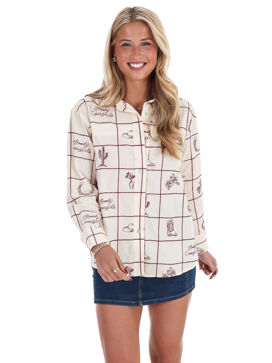 Roam the Ranch Embroidered Western Top