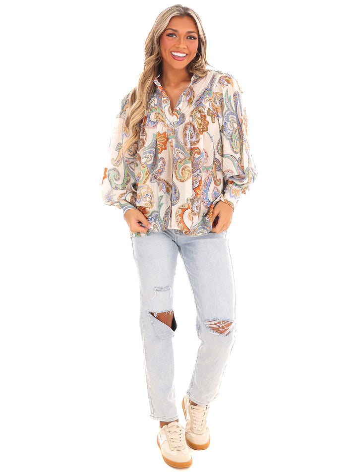 Graceful Beauty Paisley Print Top