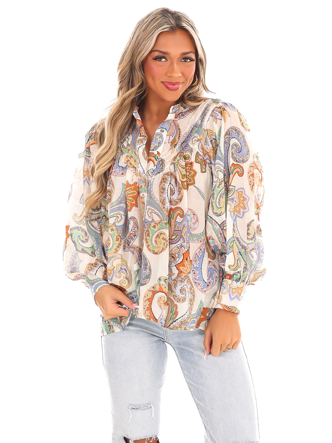 Graceful Beauty Paisley Print Top