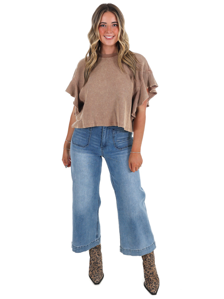 Morning Brew Waffle Knit Top