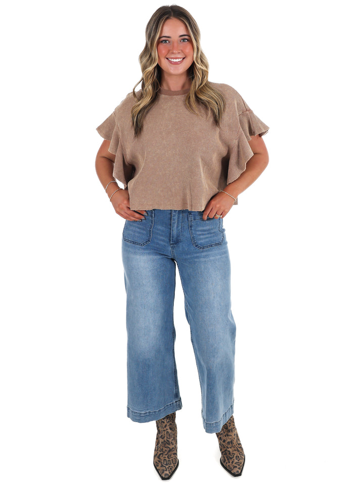 Morning Brew Waffle Knit Top