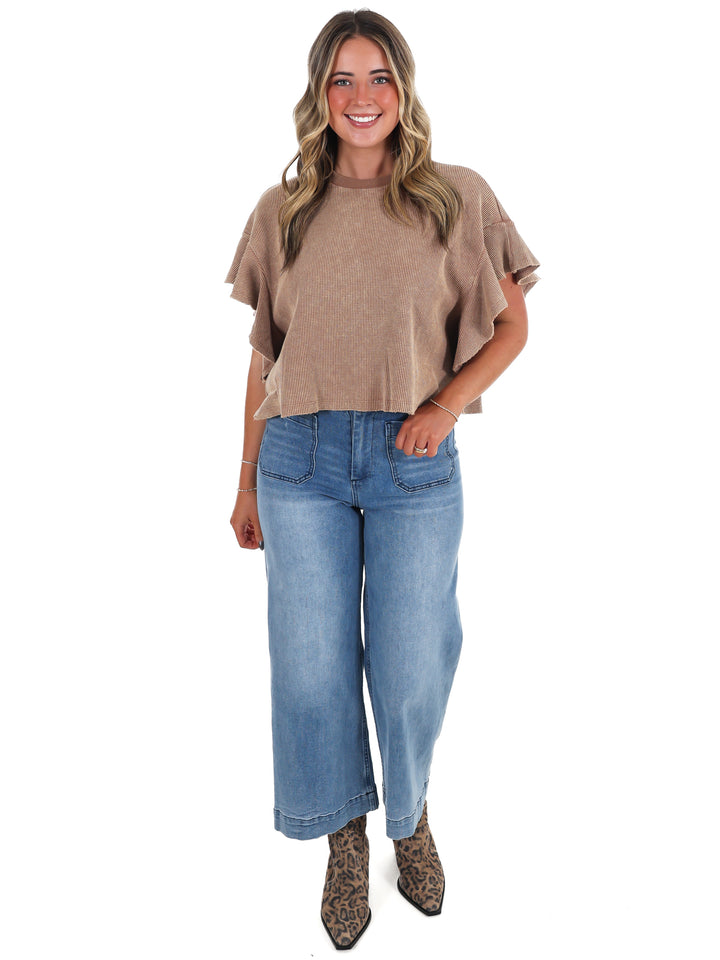 Morning Brew Waffle Knit Top