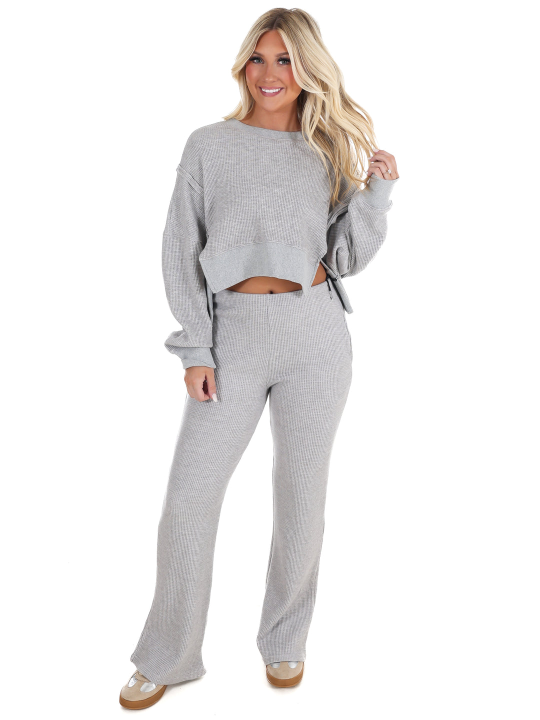 All Day Cozy Waffle Knit Sweater Set