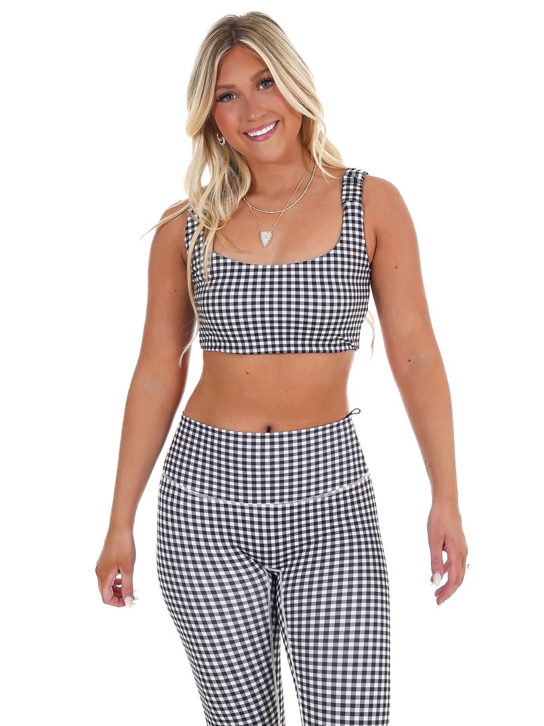 Gingham Glow Ruched Bra Top