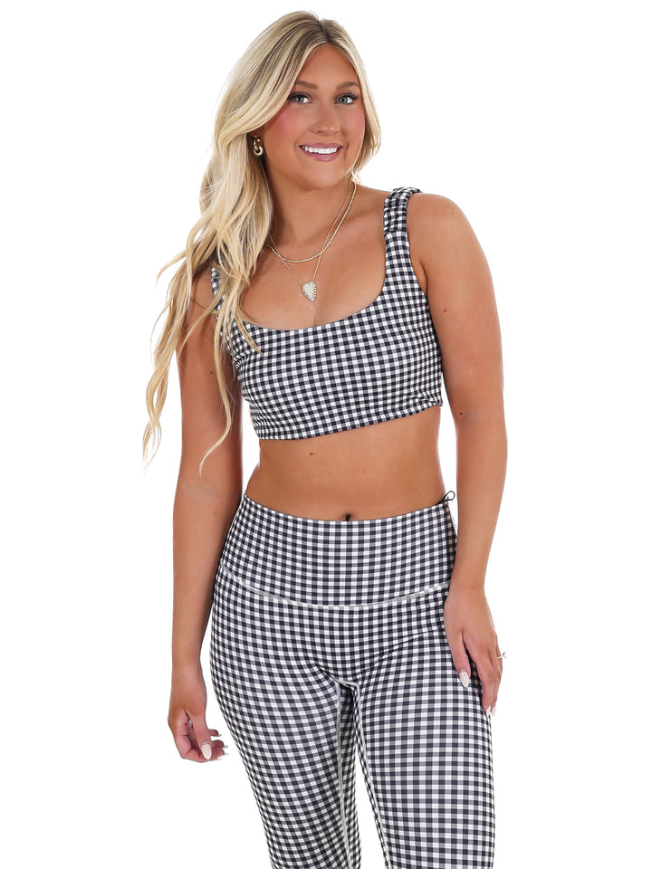Gingham Glow Ruched Bra Top