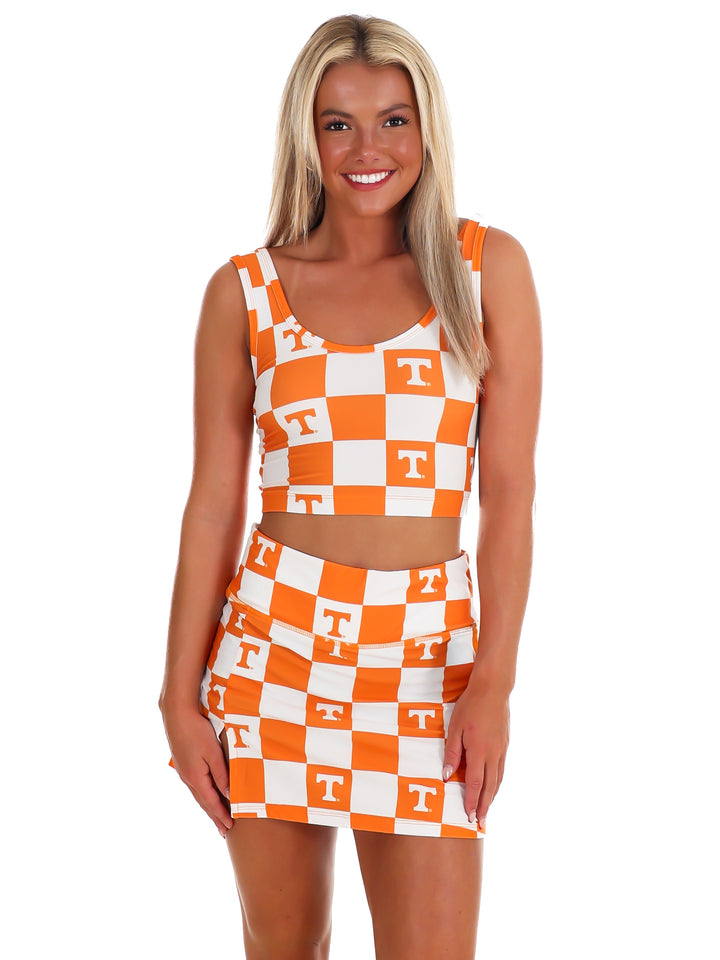 Checkerboard Power T Knit Crop Top