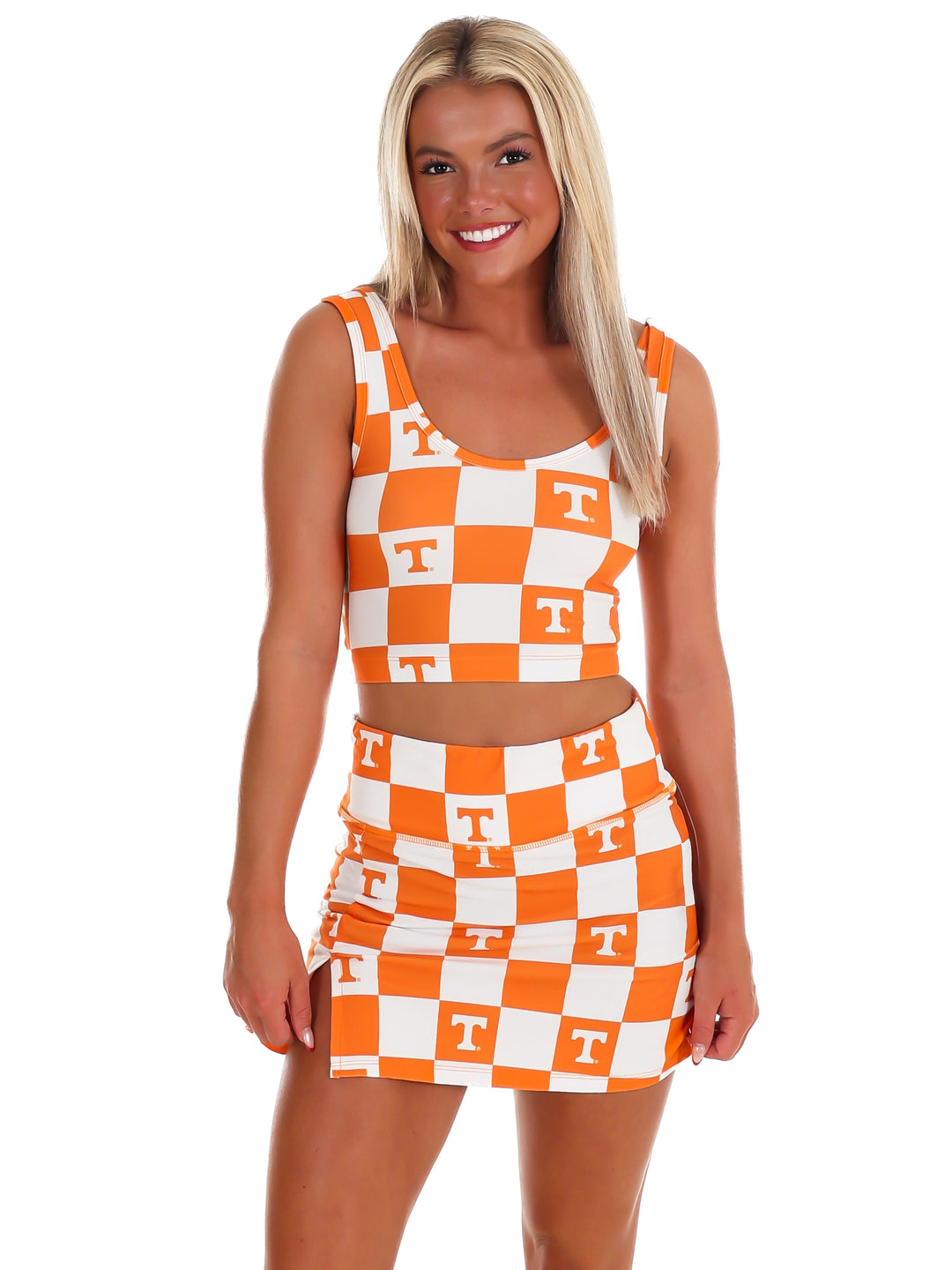 Checkerboard Power T Knit Crop Top