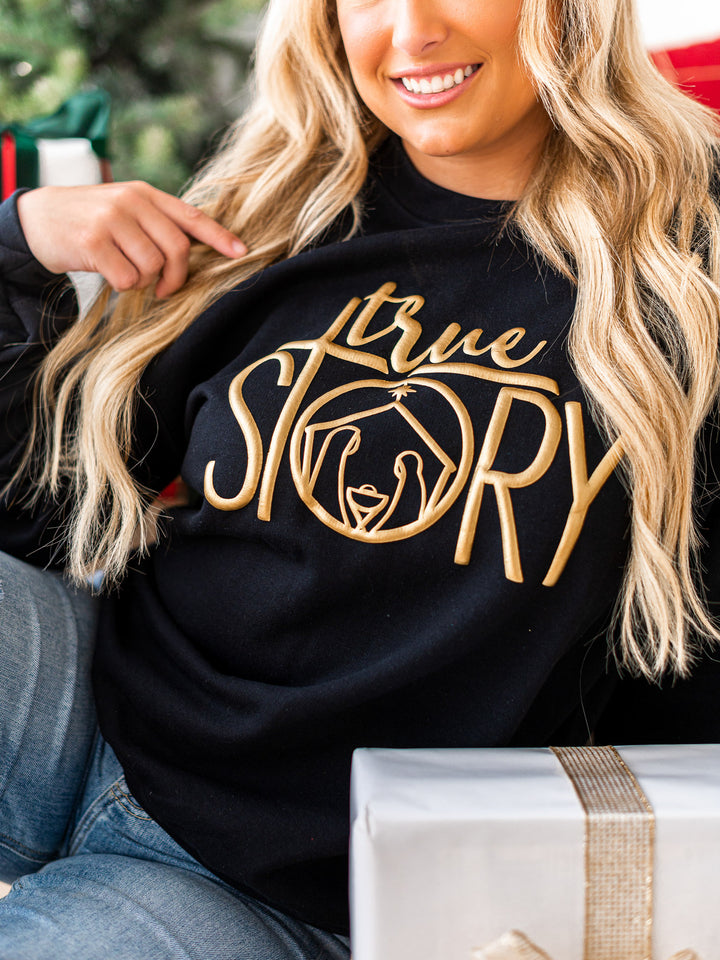 True Story Metallic Puff Sweatshirt