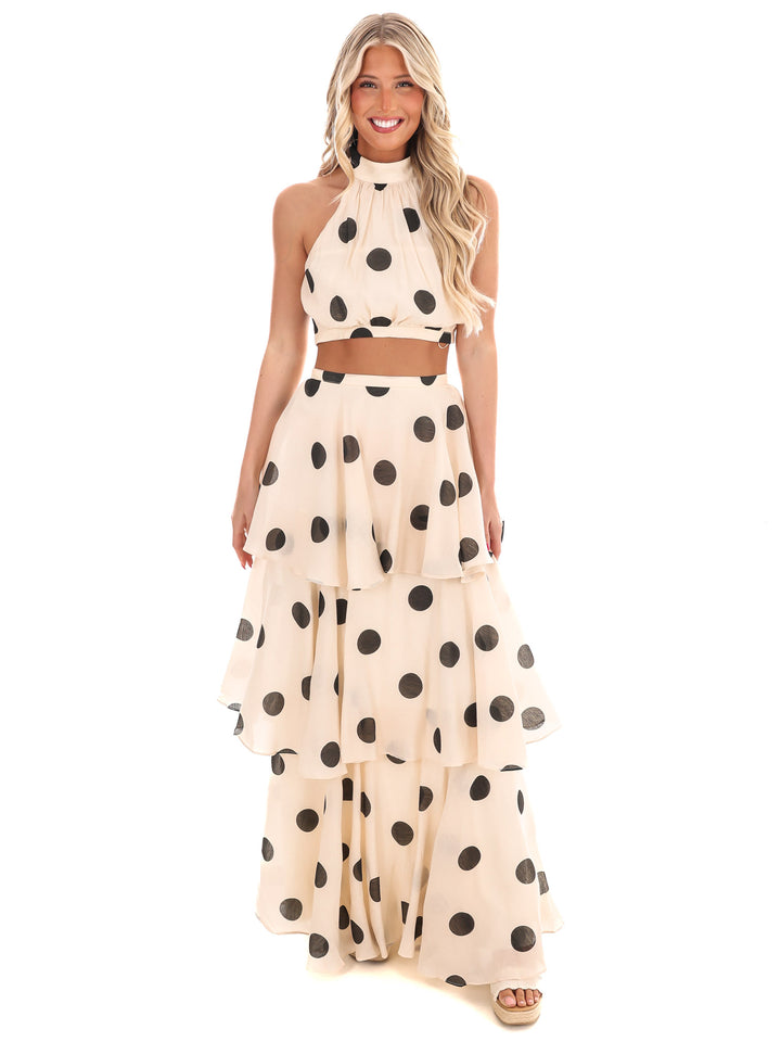 In Our Moment Polka Dot Maxi Skirt Set