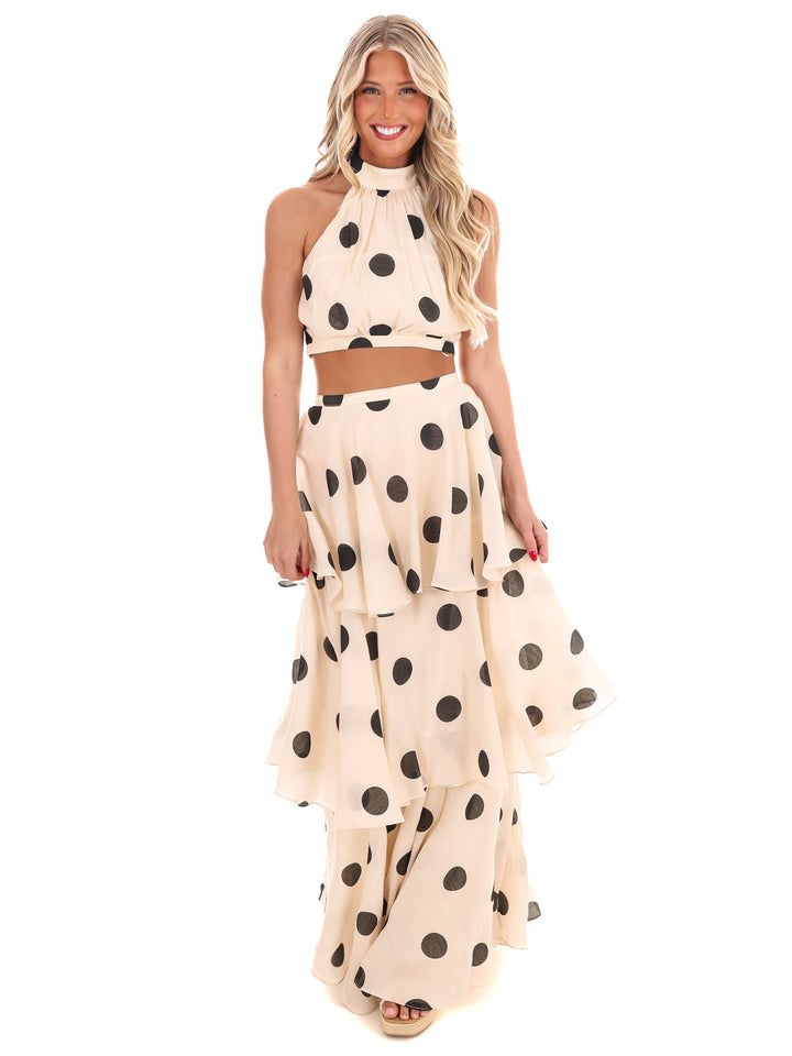 In Our Moment Polka Dot Maxi Skirt Set