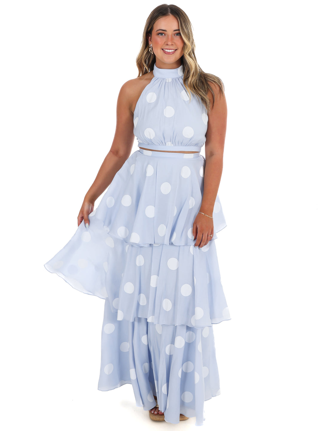 In Our Moment Polka Dot Maxi Skirt Set