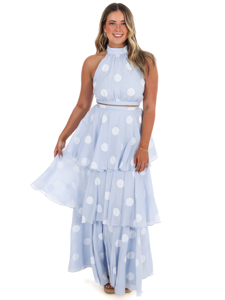In Our Moment Polka Dot Maxi Skirt Set