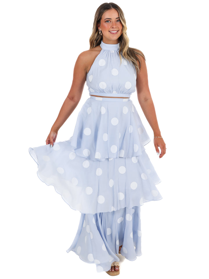 In Our Moment Polka Dot Maxi Skirt Set