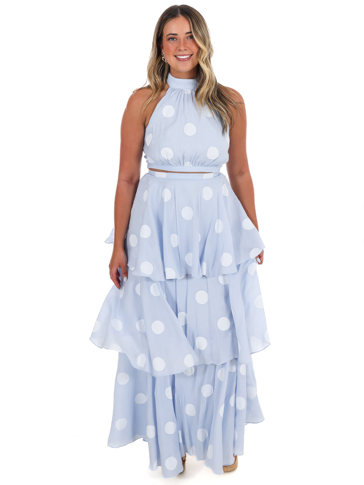In Our Moment Polka Dot Maxi Skirt Set
