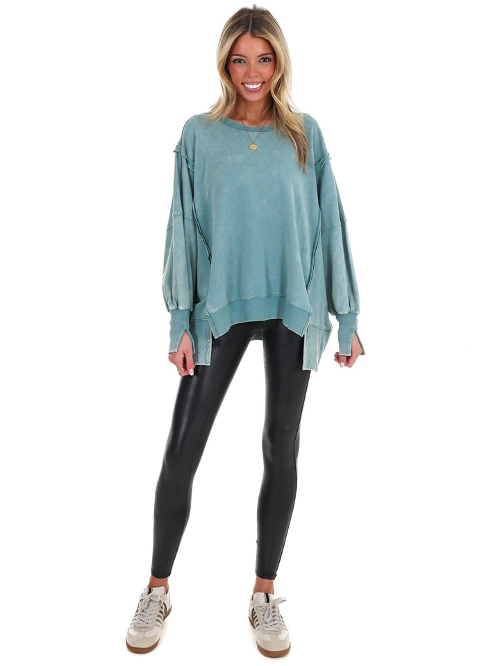 Lovely Life Acid Wash Sweatshirt